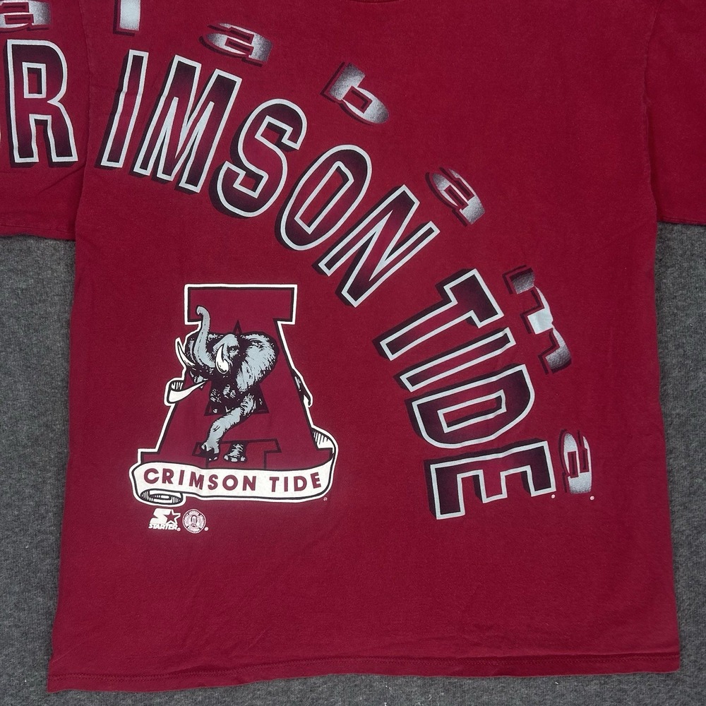 VTG Starter University of Alabama Shirt Mens Red Crimson Tide AOP Made in USA - Picture 4 of 14